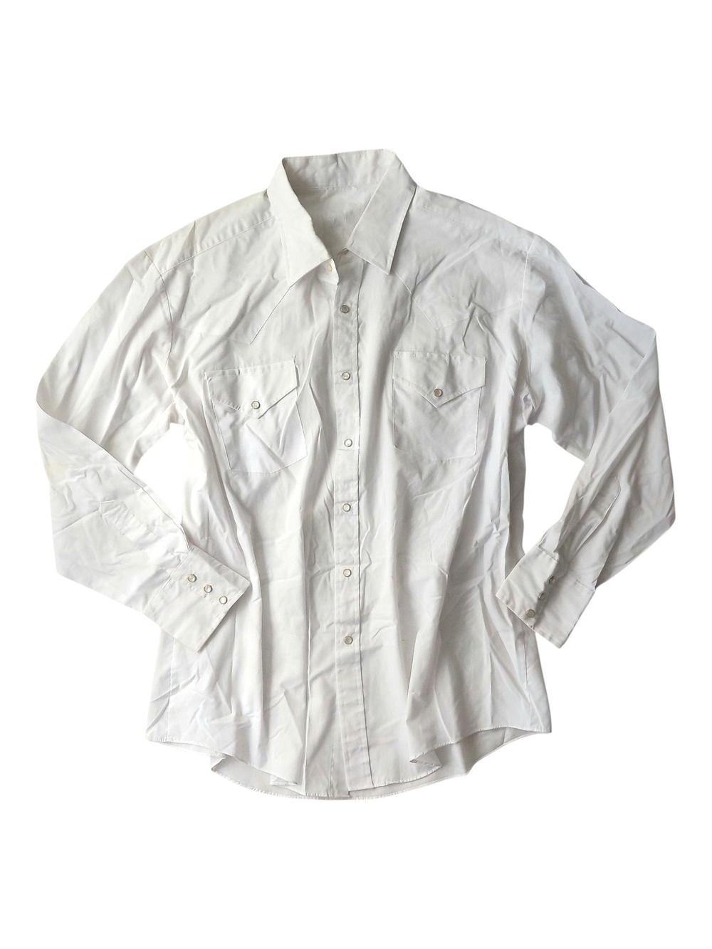 Vintage 80s Wrangler White Pearl Snap Western Shirt - Fits XL / 26" PTP